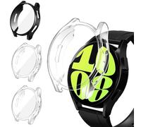 iVoler 3 Pezzi HD Clear Cover con Pellicola Protettiva per Samsung Galaxy Watch 6 44mm, Copertura Completa Custodia Anti-Graffio Ultra Sottile Morbida TPU Case, 2 Trasparente + 1 Nero