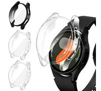 iVoler 3 Pezzi HD Clear Cover con Pellicola Protettiva per Samsung Galaxy Watch 7 44mm, Copertura Completa Custodia Anti-Graffio Ultra Sottile Morbida TPU Case, 2 Trasparente + 1 Nero