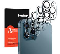 iVoler 4 Pezzi Pellicola Fotocamera per iPhone 12 PRO 6.1 Pollici, [Copertura Completa] Anti Graffio Camera Vetro Temperato Protezione Lente Pellicola, Durezza 9H, Senza Bolle, Facile installare