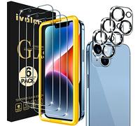 iVoler 6 in 1 Pezzi Pellicola Vetro Temperato per iPhone 14 6.1 Pollici, 3 Pezzi Pellicola Protettiva e 3 Pezzi Pellicola Fotocamera, Con Strumenti di Installazione, Durezza 9H, HD, Anti Graffio