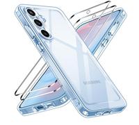 iVoler Anti Ingiallimento Chiaro Cover per Samsung Galaxy S24 FE 5G (Non per Samsung Galaxy S24 5G) con 2 Pezzi Pellicola Vetro Temperato, Antiurto di Grado Militare Custodia Trasparente Sottile Case