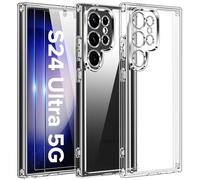 iVoler Anti Ingiallimento Chiaro Cover per Samsung Galaxy S24 Ultra 5G con 2 Pezzi [Copertura Completa] Pellicola Vetro Temperato, [Antiurto di Grado Militare] Custodia Trasparente Sottile Case
