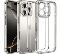 iVoler Cover Chiaro per iPhone 16 Pro con 2 Pezzi Pellicola Vetro Temperato, [Antiurto di Grado Militare][Protezione Fotocamera] Custodia Trasparente Sottile Anti-Ingiallimento Case - Titanio