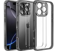 iVoler Cover Chiaro per iPhone 16 Pro con 2 Pezzi Pellicola Vetro Temperato, [Antiurto di Grado Militare][Protezione Fotocamera] Custodia Trasparente Sottile Anti-Ingiallimento Case - Nero