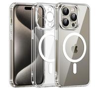 iVoler Cover Magnetica Compatible per iPhone 15 Pro 6,1 Pollici con 2 Pellicole Vetro Temperato Compatibile con MagSafe, Custodia Traslucida Opaca Posteriore Sottile Antiurto (Trasparente)