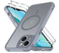 iVoler Cover Magnetica per iPhone 13 5G con 2 Pezzi Pellicola Vetro Temperato, [Compatibile con MagSafe] Custodia Traslucida Opaca Sottile Anti-Impronte MagSafe Case, Grigio