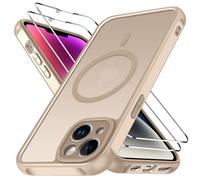 iVoler Cover Magnetica per iPhone 14 5G con 2 Pezzi Pellicola Vetro Temperato, [Compatibile con MagSafe] Custodia Traslucida Opaca Sottile Anti-Impronte MagSafe Case, Titanio