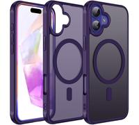 iVoler Cover Magnetica per iPhone 16 Plus, [Compatibile con MagSafe] [Protezione Antiurto di Grado Militare] Custodia Traslucida Opaca Posteriore Sottile Silicone Protettiva Case（Viola）