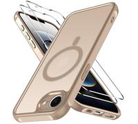 iVoler Cover Magnetica per iPhone 17e / 16e con 2 Pezzi Vetro Temperato, [Compatibile con MagSafe] Custodia Traslucida Posteriore Sottile Anti-Impronte Case, sabbia di titanio