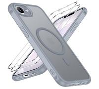 iVoler Cover Magnetica per iPhone 17e / 16e con 2 Pezzi Vetro Temperato, [Compatibile con MagSafe] Custodia Traslucida Posteriore Sottile Anti-Impronte Case, Grigio