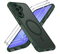 iVoler Cover Magnetica per Samsung Galaxy A57 5G con 2 Pezzi Pellicola Vetro Temperato, [Antiurto di Grado Militare] Custodia Traslucida Opaca Sottile Anti-Impronte MagSafe Case, Opaca Verde Profondo