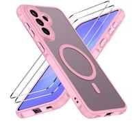 iVoler Cover Magnetica per Samsung Galaxy A57 5G con 2 Pezzi Pellicola Vetro Temperato, [Antiurto di Grado Militare] Custodia Traslucida Opaca Sottile Anti-Impronte MagSafe Case, Opaca Rosa