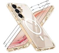 iVoler Cover Magnetica per Samsung Galaxy S26 5G con 2 Pezzi Vetro Temperato, [Compatibile con MagSafe] Custodia Protettiva Sottile [Anti-Ingiallimento] [Grado Militare] Antiurto, Trasparente (Oro)