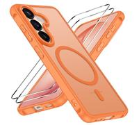 iVoler Cover Magnetica per Samsung Galaxy S26+ / S26 Plus 5G con 2 Pezzi Pellicola Vetro Temperato, [Antiurto di Grado Militare] Custodia Traslucida Opaca Sottile Anti-Impronte MagSafe Case, Arancione