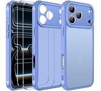 iVoler Cover Opaca per iPhone 17 Pro Max con 2 Pezzi Pellicola Vetro Temperato, [Antiurto di Grado Militare] [Protezione Fotocamera] Custodia Traslucida Sottile Anti-Impronte Case - Blu