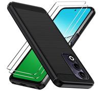 iVoler Cover per OPPO A5 4G / 5G / OPPO A5m con 2 Pezzi Vetro Temperato, [Antiurto di Grado Militare] Protettiva Custodia, Sottile Morbida in Silicone TPU Anti-Impronte Anti-Graffio Case, Nero