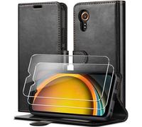 iVoler Cover Portafoglio per Samsung Galaxy Xcover 7 con 2 Pezzi Vetro Temperato, [Blocco RFID] Premium Pelle PU Libro Custodia Magnetica Flip Antiurto Case con Porta Carte e Funzione Supporto (Nero)