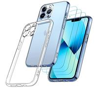iVoler Custodia Cover Compatibile con iPhone 13 PRO Max 6.7 Pollici, con 3 Pezzi Pellicola Vetro Temperato, Ultra Sottile Morbido TPU Trasparente Silicone Antiurto Protettiva Case