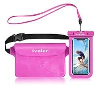 ivoler Custodia Impermeabile + Custodia per Telefono, Custodia Impermeabile Borsa Stagna per Spiaggia, Nuoto, Canottaggio, Kayak, Trekking, Proteggi Telefono, Fotocamera, Contanti, Mp3, Passaporto, D