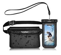 iVoler Kit Impermeabile con Borsa Marsupio e Custodia Smartphone per Sport Pesca Vela Escursione, Proteggere Il Tuo Cellulare, Portafoglio,2 ECC (Nero)