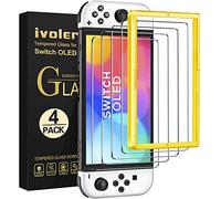 iVoler Set di 4 vetri temperati compatibili con Nintendo Switch OLED Modello 7 Pollici Modello 2021, con Kit di Installazione offerto, Pellicola di Protezione per Lo Schermo - 9H Glass - Anti graffio