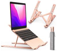 iVoler Supporto PC Portatile, Porta PC Pieghevole, Laptop Stand con 6 Tipi di Angoli Regolabili, Alluminio Ventilato Supporto per Porta Computer/MacBook/PRO/Air/iPad Laptop, 10-15,6" - Oro Rosa