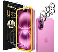 iVoler Vetro Temperato per iPhone 16 Plus 6.7", 3 Pezzi Pellicola Protettiva Anti Graffio e Fotocamera Con Cornice di Installazione, HD Chiaro, Senza Bolle
