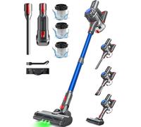 Ivormentico Aspirapolvere Senza Fili, 50Mins/40KPA Scopa Elettrica Senza Fili, Aspirapolvere con LED Verde, Aspirapolvere Verticale con Batteria Rimovibile per Tappeti/Peli Animali, Blu Scuro