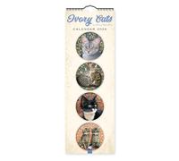 Ivory Cats - Gemalte Katzen - Slimline-Kalender 2026 - Original Flame Tree Publishing-Kalender Slimeline [Mehrsprachig] [Kalender]: Original Flame ... Slimeline [Mehrsprachig] [Kalender]