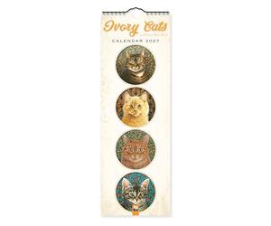 Ivory Cats - Gemalte Katzen - Slimline-Kalender 2027 - Original Flame Tree Publishing-Kalender Slimeline [Mehrsprachig] [Kalender]: Original Flame ... Slimeline [Mehrsprachig] [Kalender]