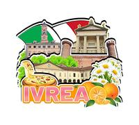Ivrea Piemonte Italia Magnete Frigorifero Magnete in Legno Art Souvenir Collezione Creativa Fatto a Mano Viaggio Casa Ufficio Regali Paesaggio Frigorifero Decor 2950