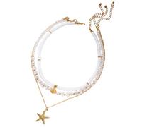 IVSDCFVLK Collana a collare a forma di stella marina in conchiglia con conchiglie in argilla morbida a cuori multistrati per donne Regalo Regalo Collare Conchiglia Estiva