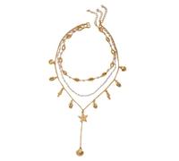 IVSDCFVLK Collana a forma di Y in forma di Y con Stella di Mare di Ocean Beach per Uomini Choker a Stella Stackable Multistrato