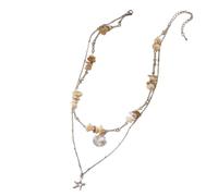 IVSDCFVLK Collana Boho vacanza estiva a strati per donne Mermaidcore a strati con conchiglia a stella marina doppia catena Festival estivo gioielli da spiaggia Regali