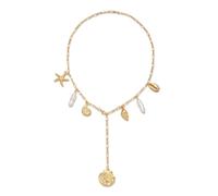 IVSDCFVLK Collana Elegante conchiglia di stella marina a forma di Y per donne Pendente irregolare Boho Catena Gioielli da festa Regalo Gioielli Regali