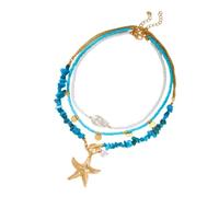 IVSDCFVLK Collana Guscio di dopamina Perline di riso irregolari a strati per donne Boho Stella marina Catena della clavicola Festa Gioielli regalo