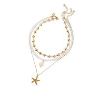 IVSDCFVLK Collana in forma di tartaruga in resina di stella di mare con perline di riso multistrato per donne uomini Ocean Beach Choker a coda di pesce Boho