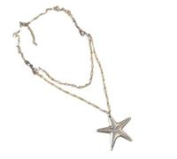 IVSDCFVLK Collana Pendente a perline a stella marina Doppio strato Accessorio impilabile Dolce Lungo Dolce Accessorio Versatile Donna Quotidiano Gioielli Regali