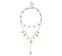 IVSDCFVLK Collana Stella di mare alla moda A a forma di Y per donne Boho Conchiglia Sole Catena a lunga strata Gioielli per feste Regalo Gioielli Regali
