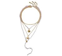 IVSDCFVLK Collana Summer Ocean Shell Stella di mare simulata a forma di Y per donne uomini Multistrato Sea Star Choker vacanza Viaggi Gioielli Regali