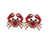 IVSDCFVLK Orecchini per donne Moda Cuore d'amore rosso Olio Gocce Piccolo Crab Stud Rosso Strass Animale carino Ocean Beach Accessori Regali
