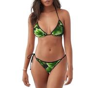 Ivy Blossoms Stampa Albero Confortevole Donne Due Pezzi Costume Da Bagno Casual Beachwear Estate Outdoor Attività acquatica, Nero , L
