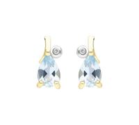 Ivy Gems Orecchini a lobo in oro giallo 9 kt con topazio blu taglio a pera e diamanti 6 x 4 cm