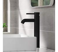 Ivy - Rubinetto da bagno ad arco alto, monoforo, monocolo, colore nero opaco