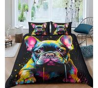 IVYARD Bulldog francese 3D Stampa Set Di Biancheria Da Microfibra Set Copripiumino Con Federa Cerniera Nascosta 3 Pezzi Per Bambini E Adulti King（220x240cm）