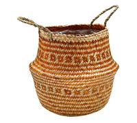 Ivyline Piccolo cestino tribale foderato in alghe marine in ambra, impermeabile e leggero, supporto in alghe marine intrecciate con manici per piante d'appartamento, altezza 25 cm x profondità 30 cm