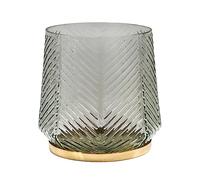 Ivyline Portacandele in rilievo olmo in grigio trasparente - impermeabile ed elegante - supporto decorativo in vetro strutturato per candele tealight, altezza 15 cm x larghezza 15 cm x profondità 15
