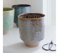 Ivyline Vaso per orchidee smaltato reattivo, color moka, impermeabile, resistente e decorativo, elegante vaso rotondo per la casa e per interni, altezza 13 cm x profondità 13 cm