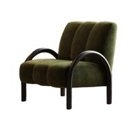 IvyLoutish Sedia moderna Mid-Century, comoda sedia vintage in tessuto con braccioli in metallo, poltrona imbottita in spugna per camera da letto, balcone, salotto, sala lettura, hotel (verde nullo)