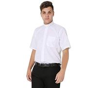IvyRobes Camicia Prete a Maniche Corte da Uomo Clergyman con Colletto Sacerdote per Unisex Bianco